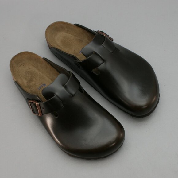Birkenstock 43 Men\'s 10 R Boston Dark Brown Leather Mules Slides Slip-on Clogs main image 6
